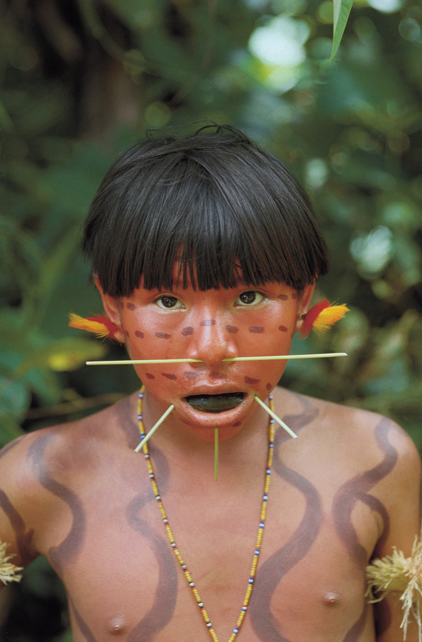 Yanomami girl with tobacco.